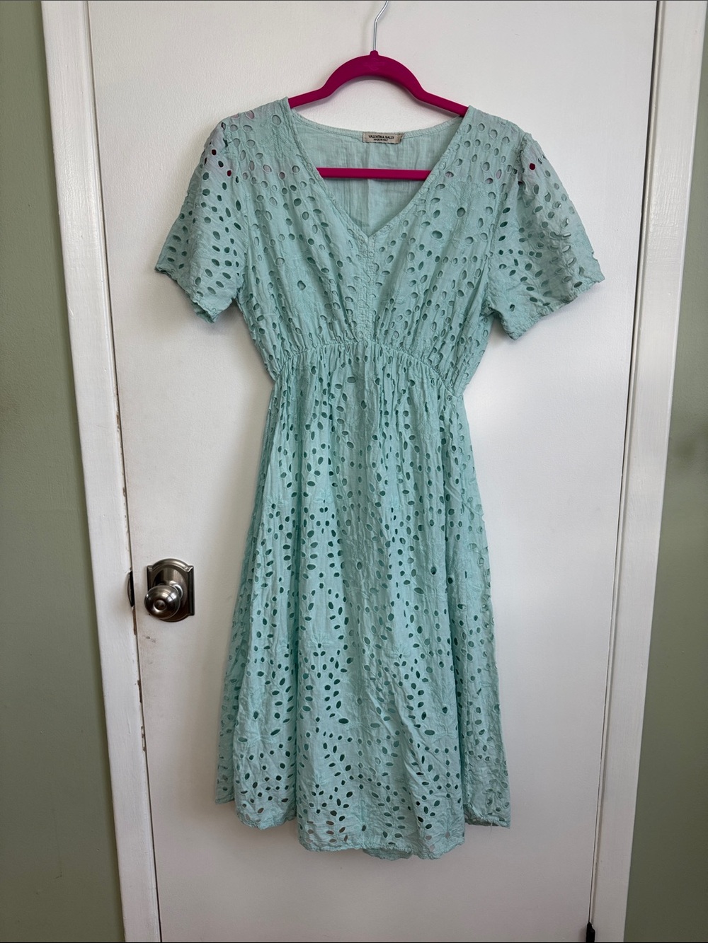 Valentina Mint Green Eyelet Midi Dress